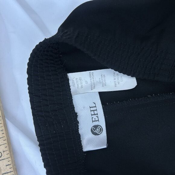 EHL Women’s Black Elastic Waist  Pull On Pants Petite 6 Made USA 100% Polyester - Picture 2 of 6